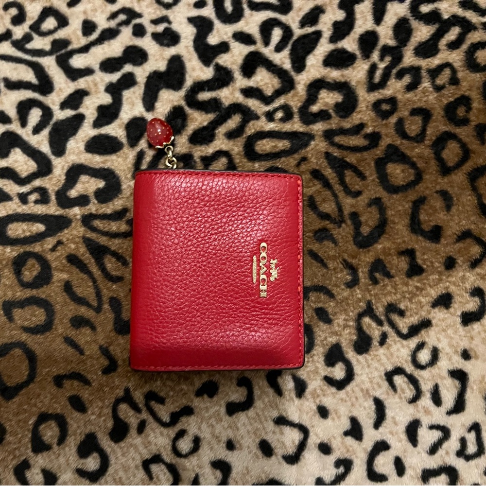 Strawberry 🍓 Coach Red Compact Leather Wallet